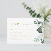 Mooie Kaart van het Wit-Floral Wedding RSVP (Staand voorkant)