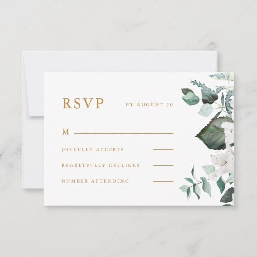 Mooie Kaart van het Wit-Floral Wedding RSVP (Voorkant)