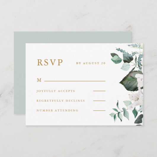 Mooie Kaart van het Wit-Floral Wedding RSVP (Voorkant / Achterkant)