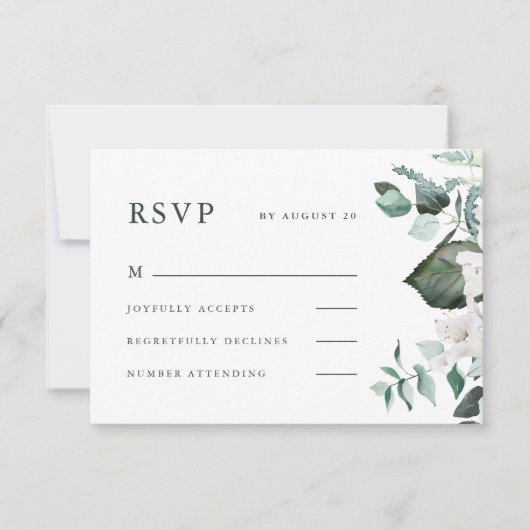 Mooie Kaart van het Wit-Floral Wedding RSVP (Voorkant)