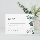 Mooie Kaart van het Wit-Floral Wedding RSVP (Staand voorkant)