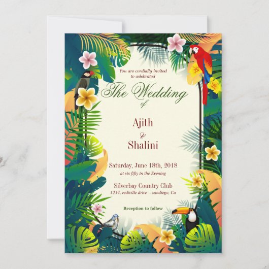 Mooie Kaart voor het uitnodigen van bosvogels (Voorkant)