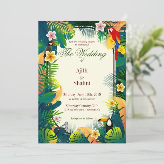 Mooie Kaart voor het uitnodigen van bosvogels (Staand voorkant)