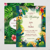 Mooie Kaart voor het uitnodigen van bosvogels (Voorkant / Achterkant)