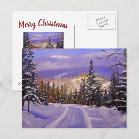 Mooie Kaart voor Kerstmis in de bergen (Voorkant / Achterkant)