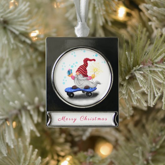 Mooie Kabouter Kerst Ornament Verzilverd Banner Ornament (Boom)