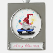 Mooie Kabouter Kerst Ornament Verzilverd Banner Ornament (Voorkant)