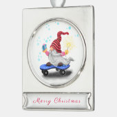 Mooie Kabouter Kerst Ornament Verzilverd Banner Ornament (Links)