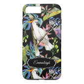 Mooie kaketoe vogel tropisch patroon zwart Case-Mate iPhone case (Achterkant)