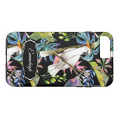Mooie kaketoe vogel tropisch patroon zwart Case-Mate iPhone case (Achterkant (Horizontaal))