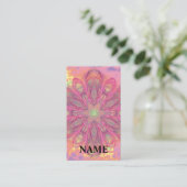 Mooie kaleidoscoop in roze kleur met textuur visitekaartje (Staand voorkant)