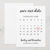 Mooie kalender Rode Hart Moderne Huwelijk Save The Date (Voorkant / Achterkant)
