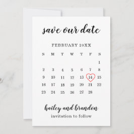 Mooie kalender Rode Hart Moderne Huwelijk Save The Date