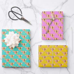 Mooie Kalfskop met Bloem - Inpakpapier Vel
