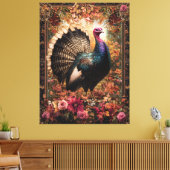 Mooie kalkoen bloemontwerp canvas afdruk (Insitu (Woonkamer))
