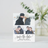 Mooie kalligrafie 3 foto's Sla de datum Briefkaart (Staand voorkant)