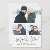 Mooie kalligrafie 3 foto's Sla de datum Kaart (Voorkant)