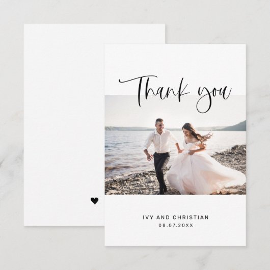 Mooie kalligrafie Bedankt Trouwfoto kaart (Voorkant / Achterkant)