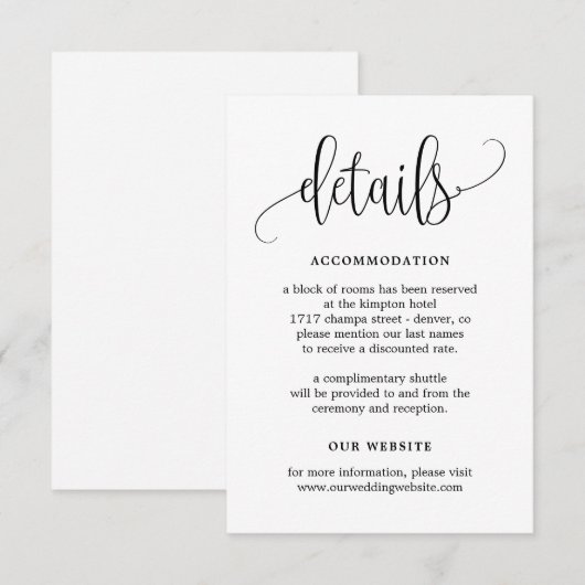 Mooie kalligrafie bewerkbare kleur Details Kaart L (Voorkant / Achterkant)