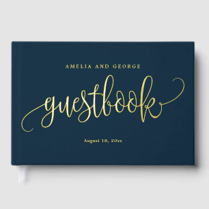 Mooie kalligrafie bewerkbare kleur Folie gastenboe Gastenboek