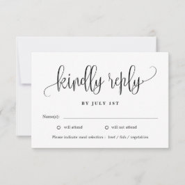 Mooie kalligrafie bewerkbare kleur RSVP Card LCC Bedankkaart