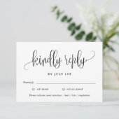 Mooie kalligrafie bewerkbare kleur RSVP Card LCC Bedankkaart (Staand voorkant)