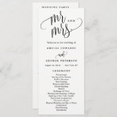 Mooie kalligrafie bruiloft ceremonie programma programmakaart (Voorkant / Achterkant)