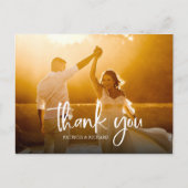 Mooie kalligrafie bruiloft dank u foto briefkaart (Voorkant)