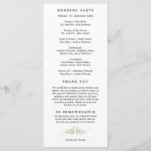 Mooie kalligrafie bruiloft programma Faux Gold Programmakaart (Achterkant)