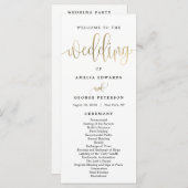 Mooie kalligrafie bruiloft programma Faux Gold Programmakaart (Voorkant / Achterkant)