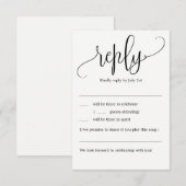 Mooie kalligrafie bruiloft RSVP zonder menu Kaart (Voorkant / Achterkant)