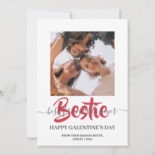 Mooie kalligrafie Fijne Galentines dag beste vrien Feestdagenkaart (Voorkant)