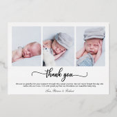 Mooie kalligrafie foto geboorteaankondigingskaarte folie uitnodiging (Achterkant)