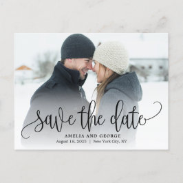 Mooie kalligrafie foto Save the Date Briefkaart