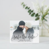 Mooie kalligrafie foto Save the Date Briefkaart (Staand voorkant)