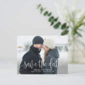 Mooie kalligrafie foto Save the Date Briefkaart (Staand voorkant)