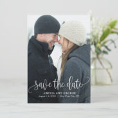 Mooie kalligrafie foto save the date kaart (Staand voorkant)
