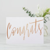Mooie kalligrafie gouden roos "Congrats" Kaart (Staand voorkant)