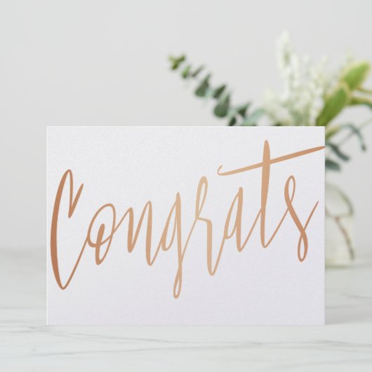 Mooie kalligrafie gouden roos "Congrats" Kaart (Staand voorkant)