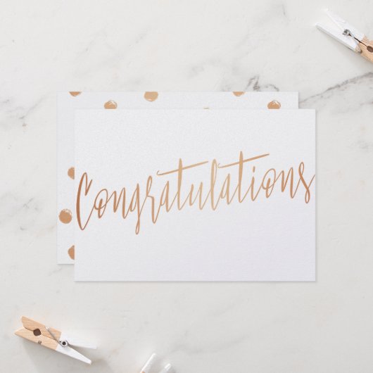 Mooie kalligrafie gouden roos "Gefeliciteerd" Kaart (Voorkant / Achterkant in situ)