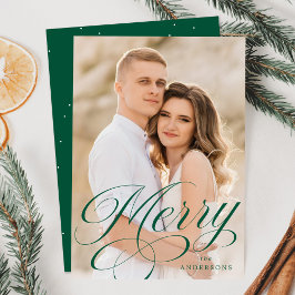 Mooie kalligrafie groene script overlay foto feestdagenkaart
