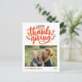 Mooie kalligrafie Happy Thanksgiving-foto Briefkaart (Staand voorkant)