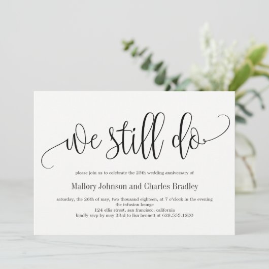 Mooie kalligrafie huwelijksjubileum uitnodiging (Staand voorkant)