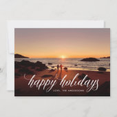 Mooie kalligrafie Kerstfoto Happy Feestdagenkaart (Voorkant)