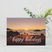 Mooie kalligrafie Kerstfoto Happy Feestdagenkaart (Staand voorkant)