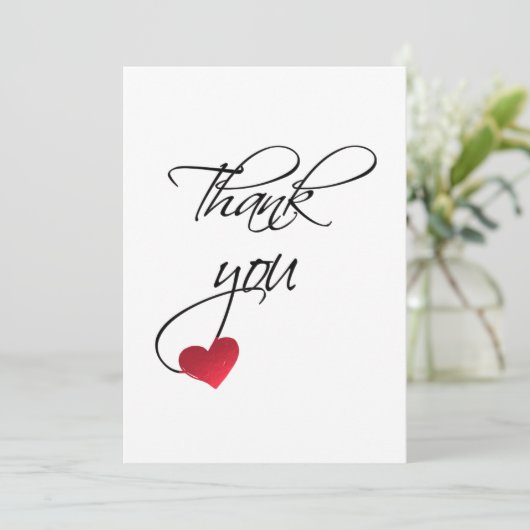 Mooie kalligrafie Red Heart Wedding Bedankt (Staand voorkant)