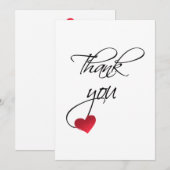 Mooie kalligrafie Red Heart Wedding Bedankt (Voorkant / Achterkant)
