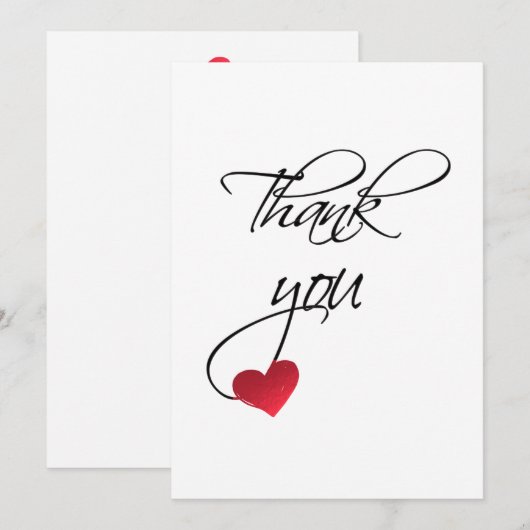 Mooie kalligrafie Red Heart Wedding Bedankt (Voorkant / Achterkant)