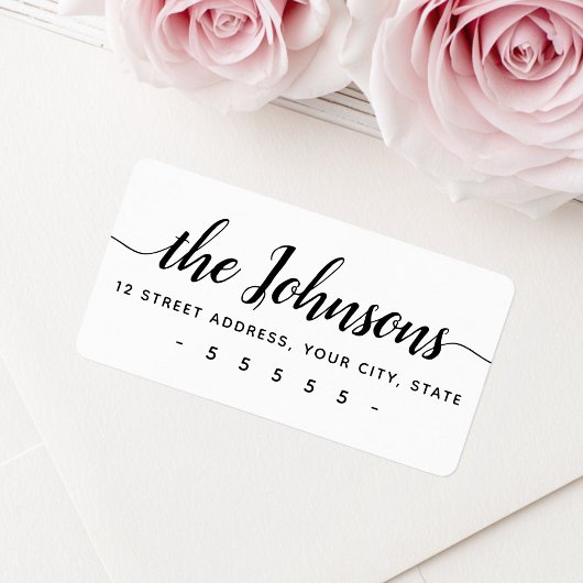 Mooie kalligrafie script achternaam retouradres etiket