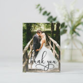 Mooie kalligrafie script bedankje bruiloft briefkaart (Staand voorkant)